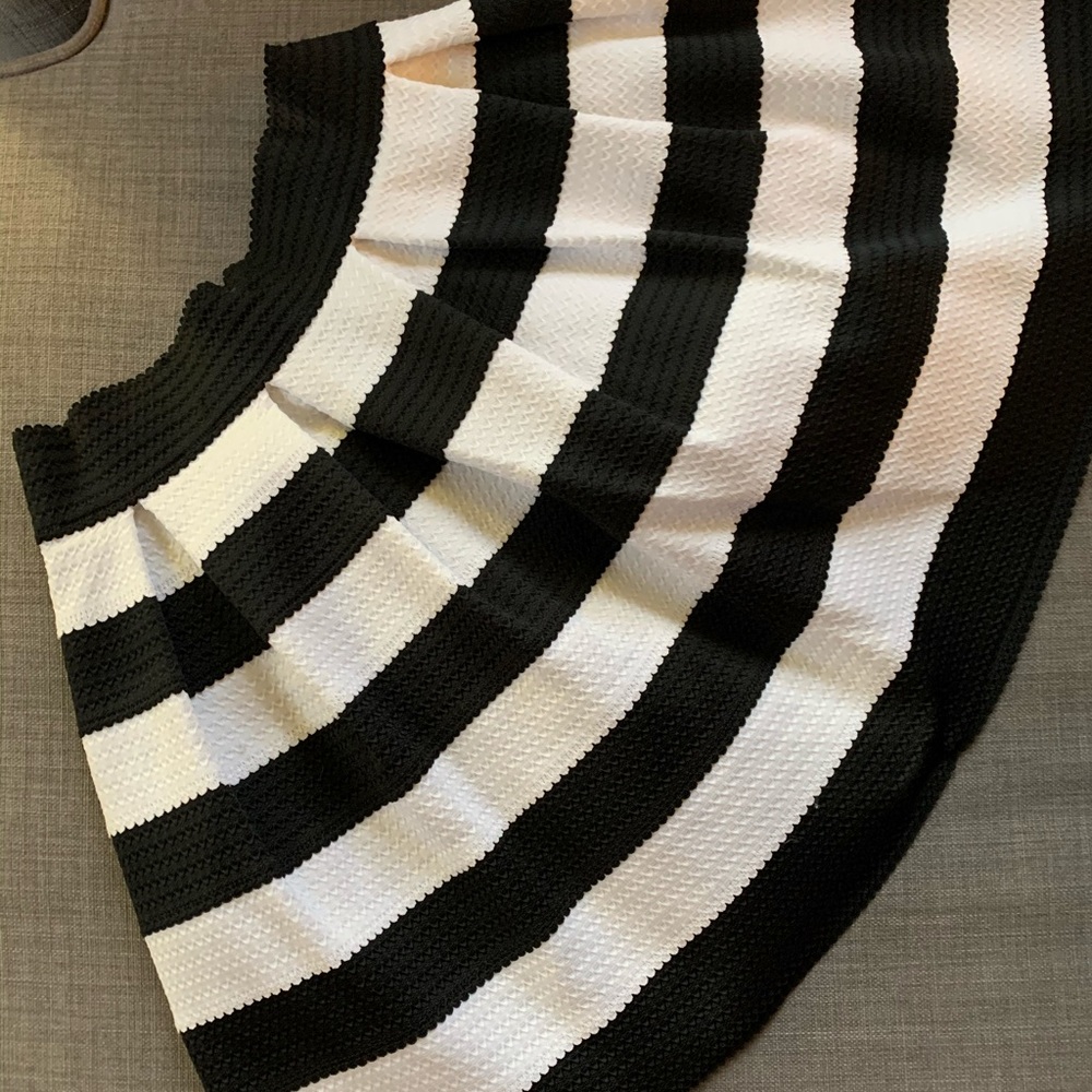 Express black and white striped pleated skirt.